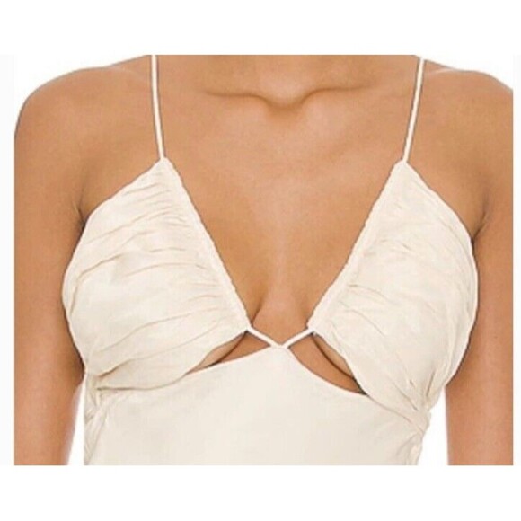 L'Academie Addax Midi Dress In Ivory Size Medium Cutout Open Back Revolve Party - Picture 3 of 13